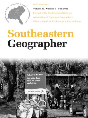 cover image of Southeastern Geographer